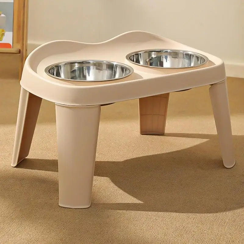Foldable Raised Dog Feeder with Double Stainless Steel Bowls