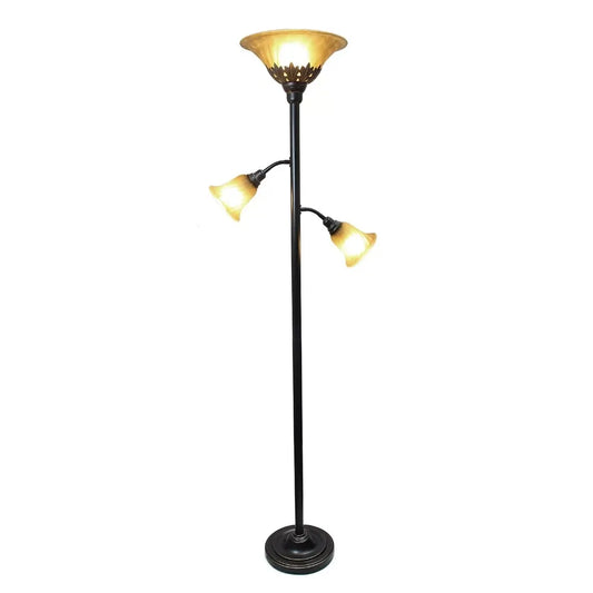 3 Light Floor Lamp With Scalloped Glass Shades