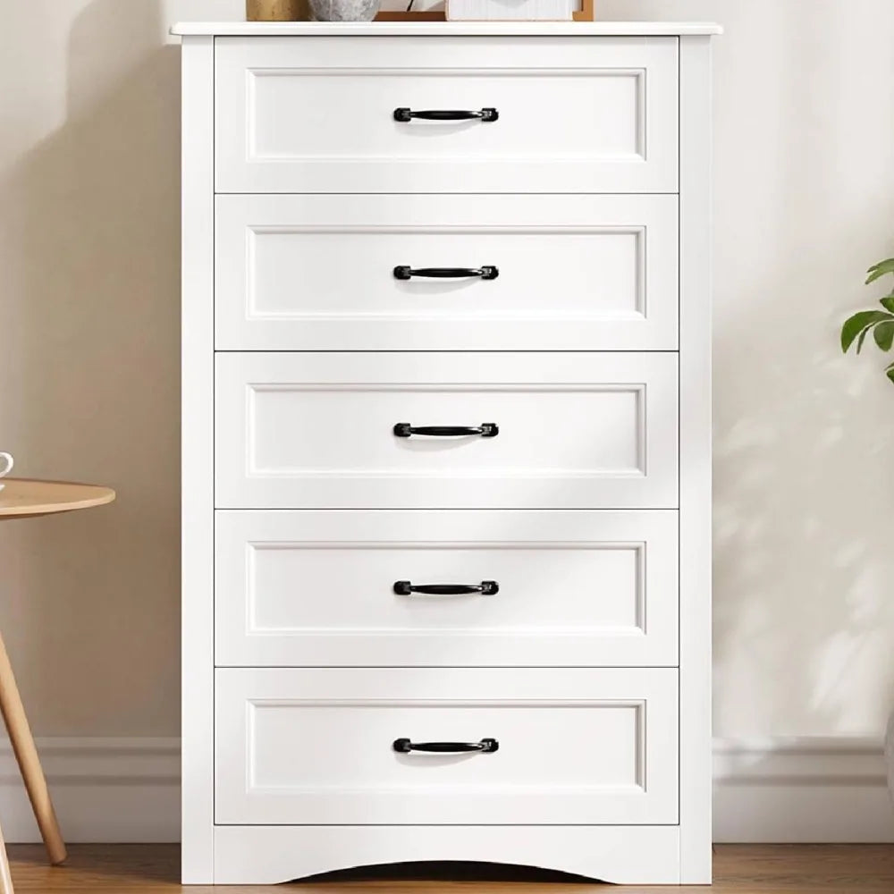 White Wood Chest of Drawers with Anti-Tip Device