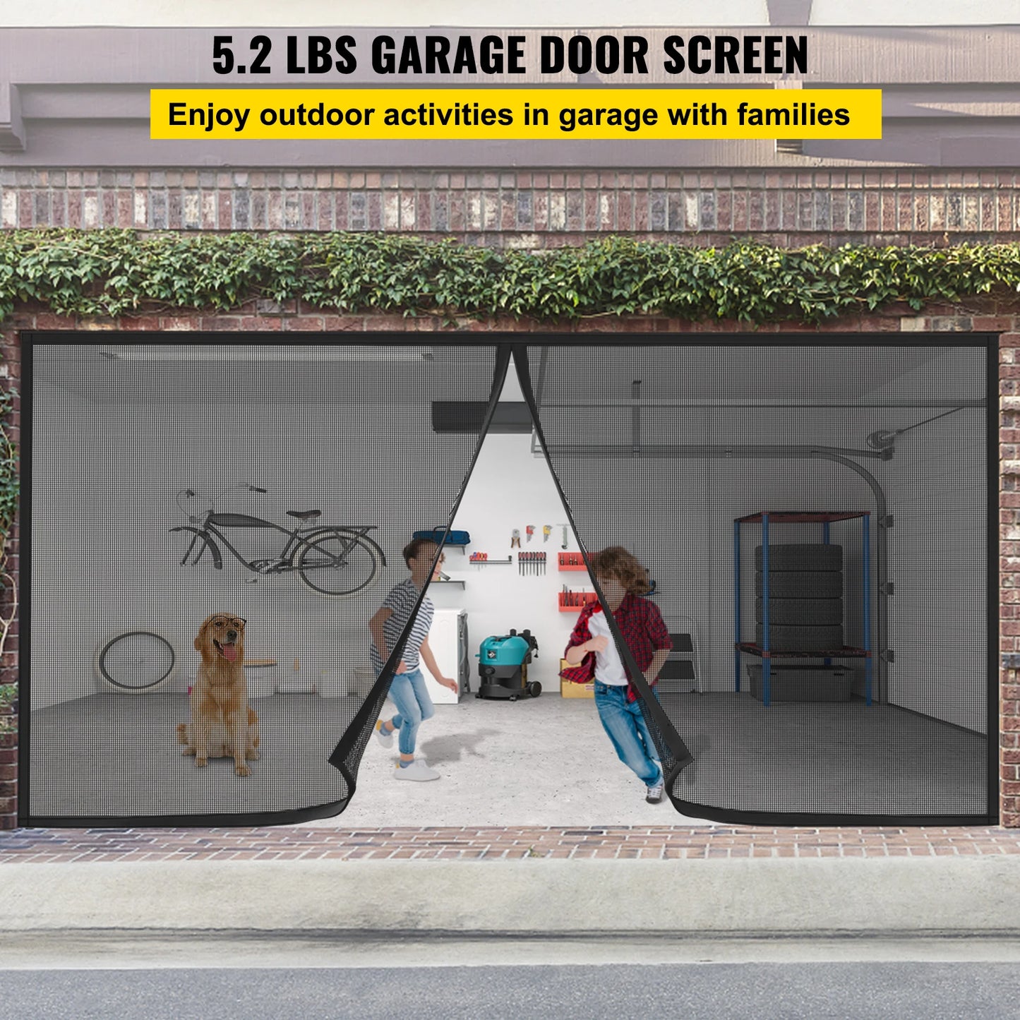 Heavy-Duty Garage Door Retractable Screen 16' x 7'