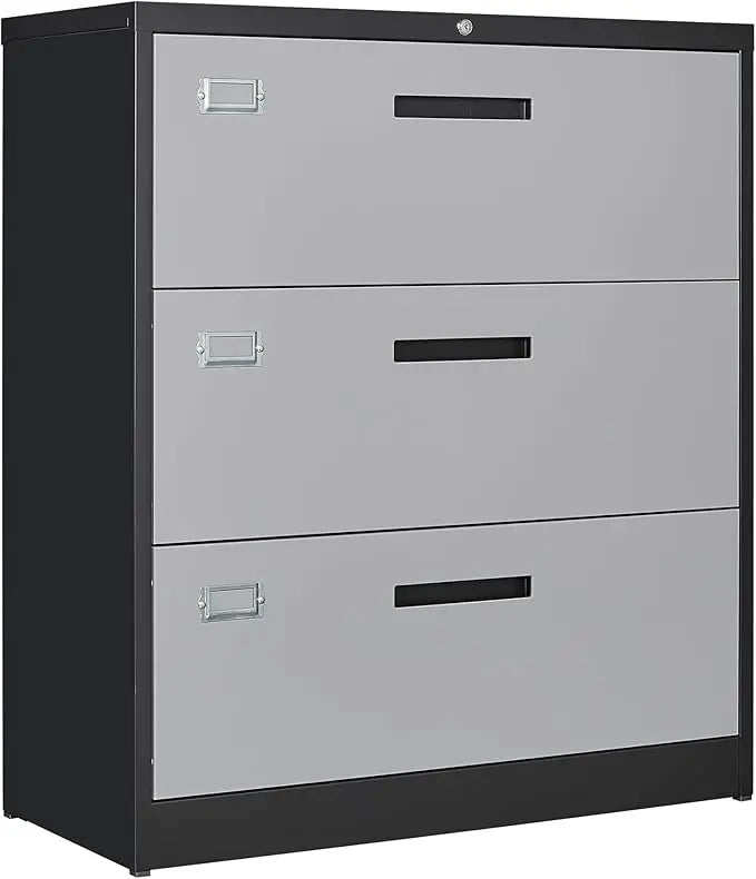 Metal 3 Drawer Lateral File Cabinet with Lock
