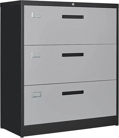 Metal 3 Drawer Lateral File Cabinet with Lock