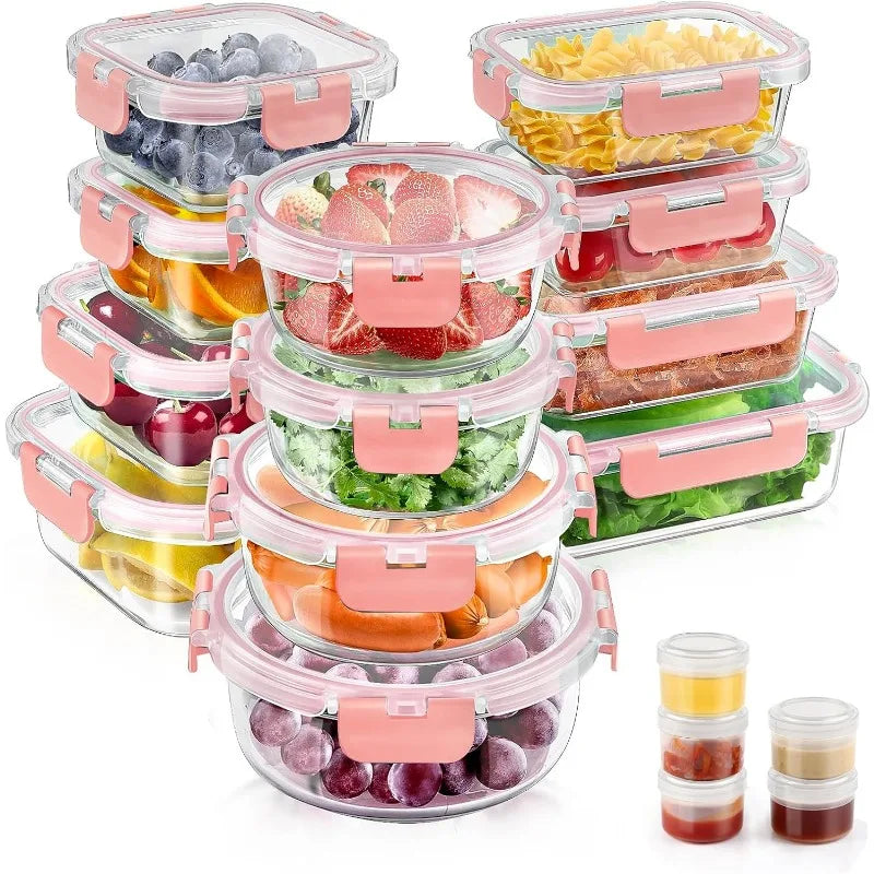 34pc Glass Food Storage Containers with Lids Set