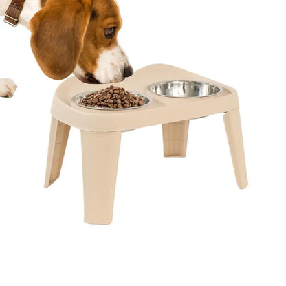 Foldable Raised Dog Feeder with Double Stainless Steel Bowls