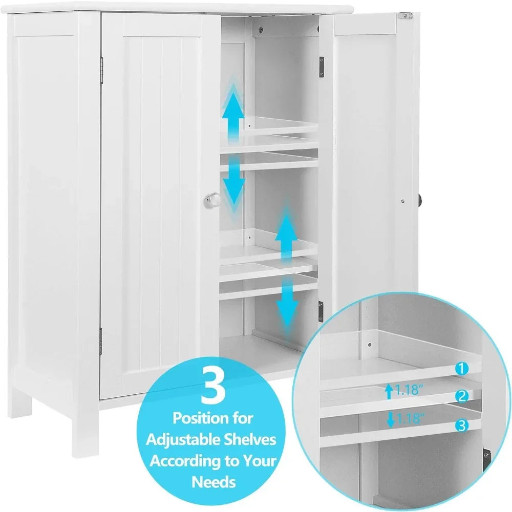 Floor Storage Cabinet with Adjustable Shelf and Double Door