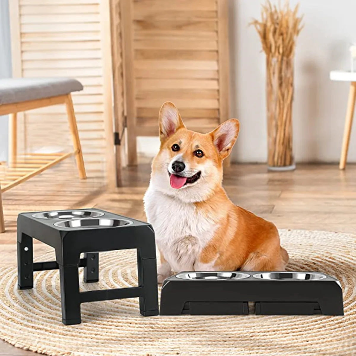 Multi Height Folding Feeder For Dog & Cat Stainless Steel Bowls!
