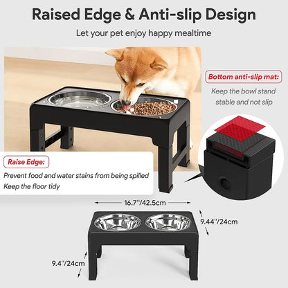 Multi Height Folding Feeder For Dog & Cat Stainless Steel Bowls!