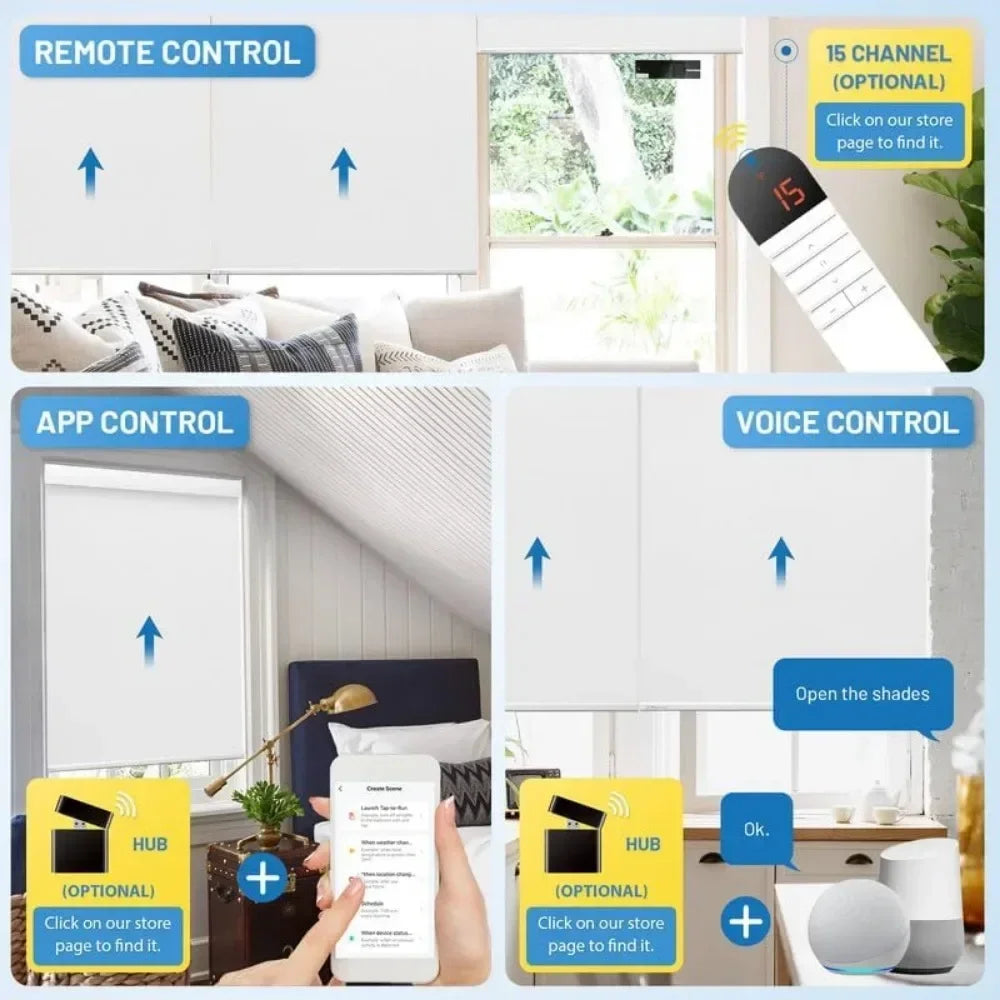 Motorized (Solar Panels) Smart Electric Blinds with Remote