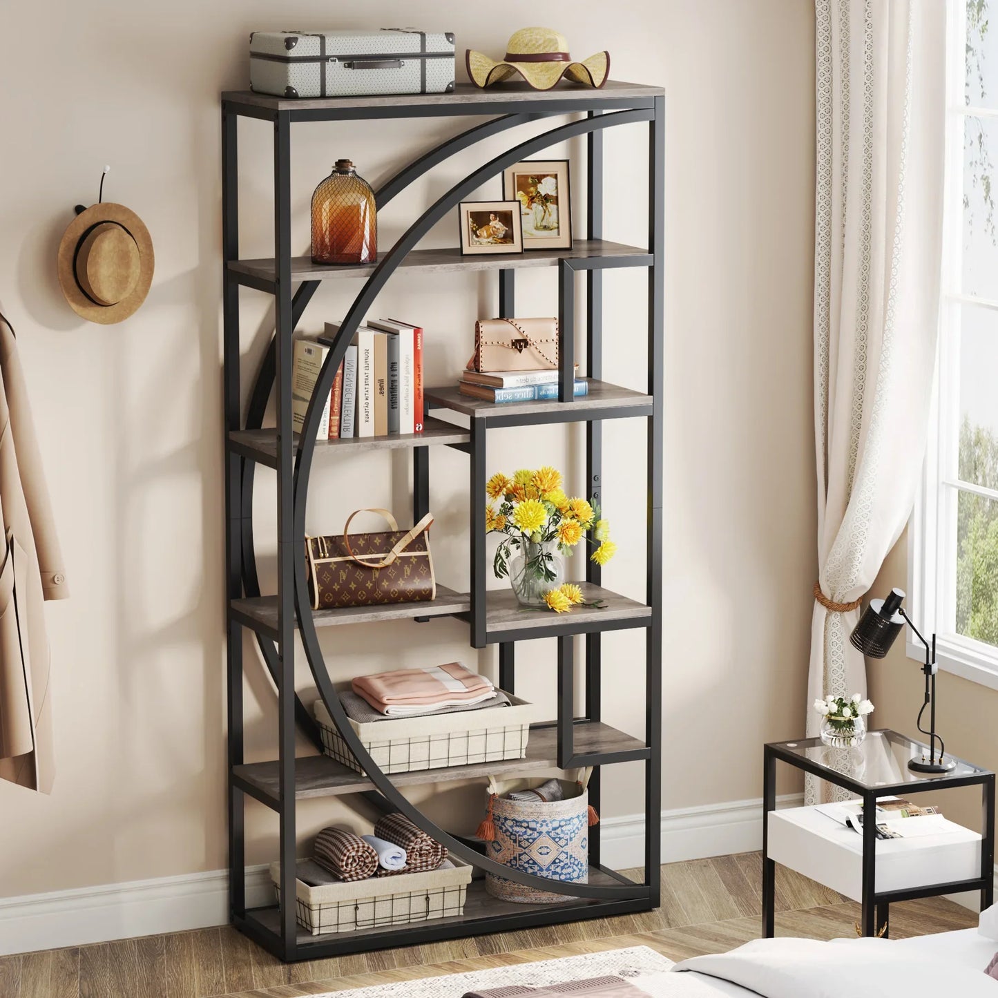 Industrial 5-Tier Bookshelf  70.8 inch Tall