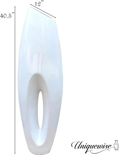 40" Modern White Floor Vase