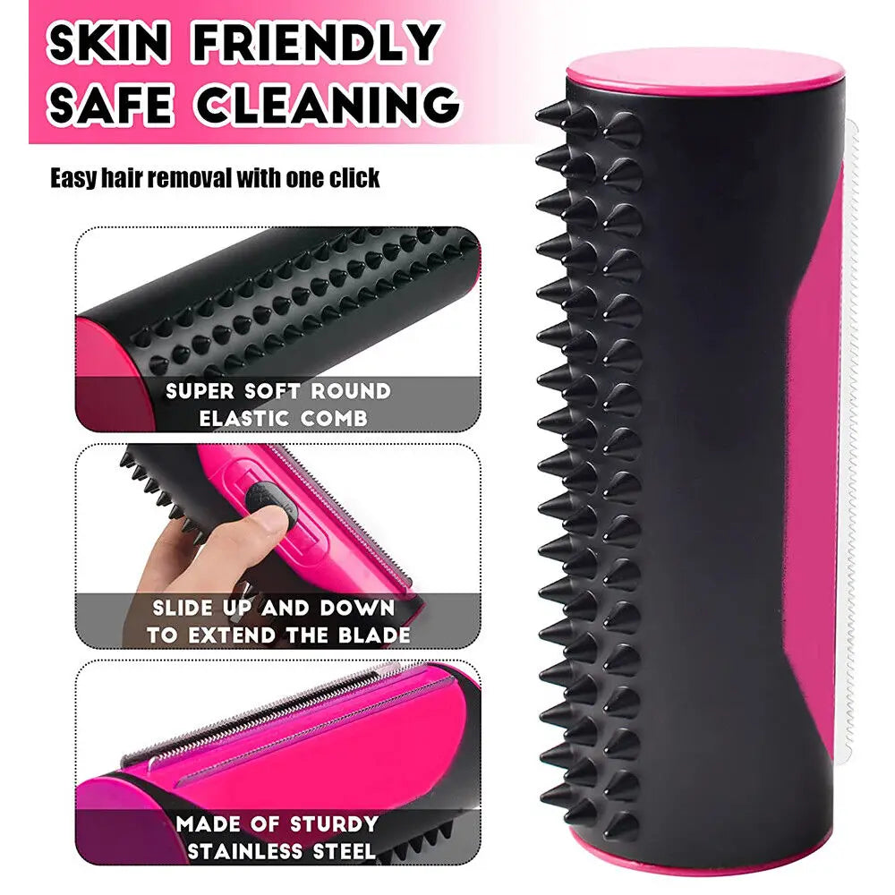 Pet Hair Removal De-shedding Comb And Cleaning Brush With Lint Roller