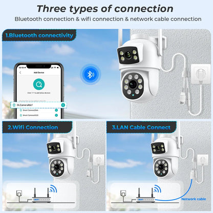 WIFI Camera PTZ (8MP), Outdoor Dual Screens, Human Detection, Dual Lenses, 4MP Security Protection And IP Camera