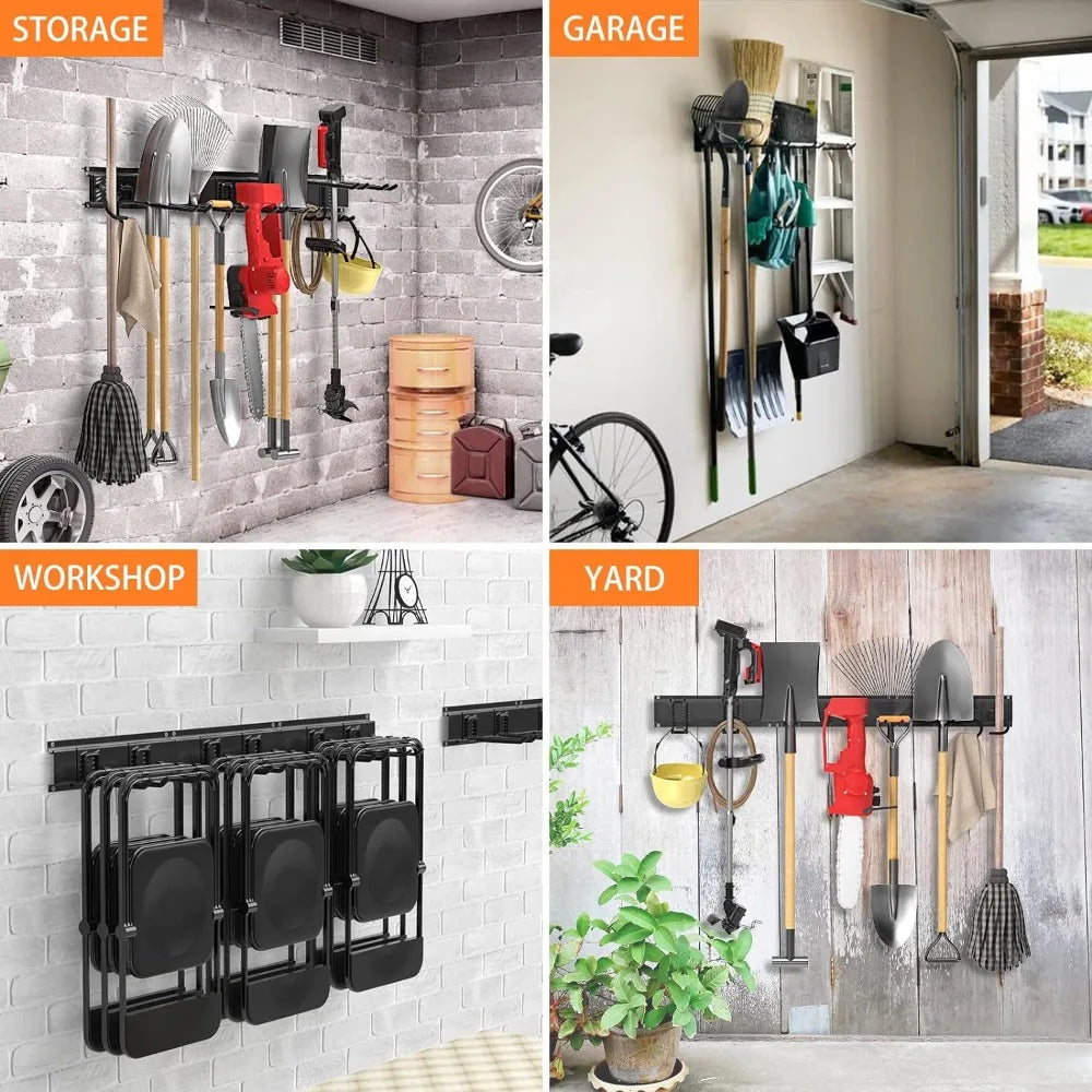 Adjustable Wall Mount Garage Yard Garden Tool Organizer