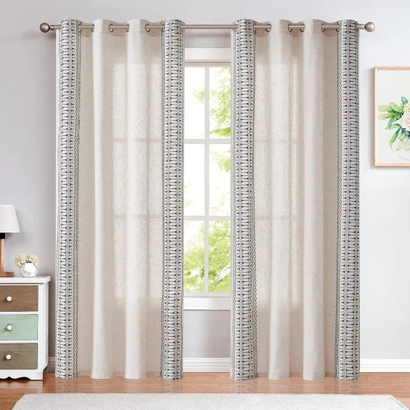 Linen Window Curtains for Living Room / Bedroom