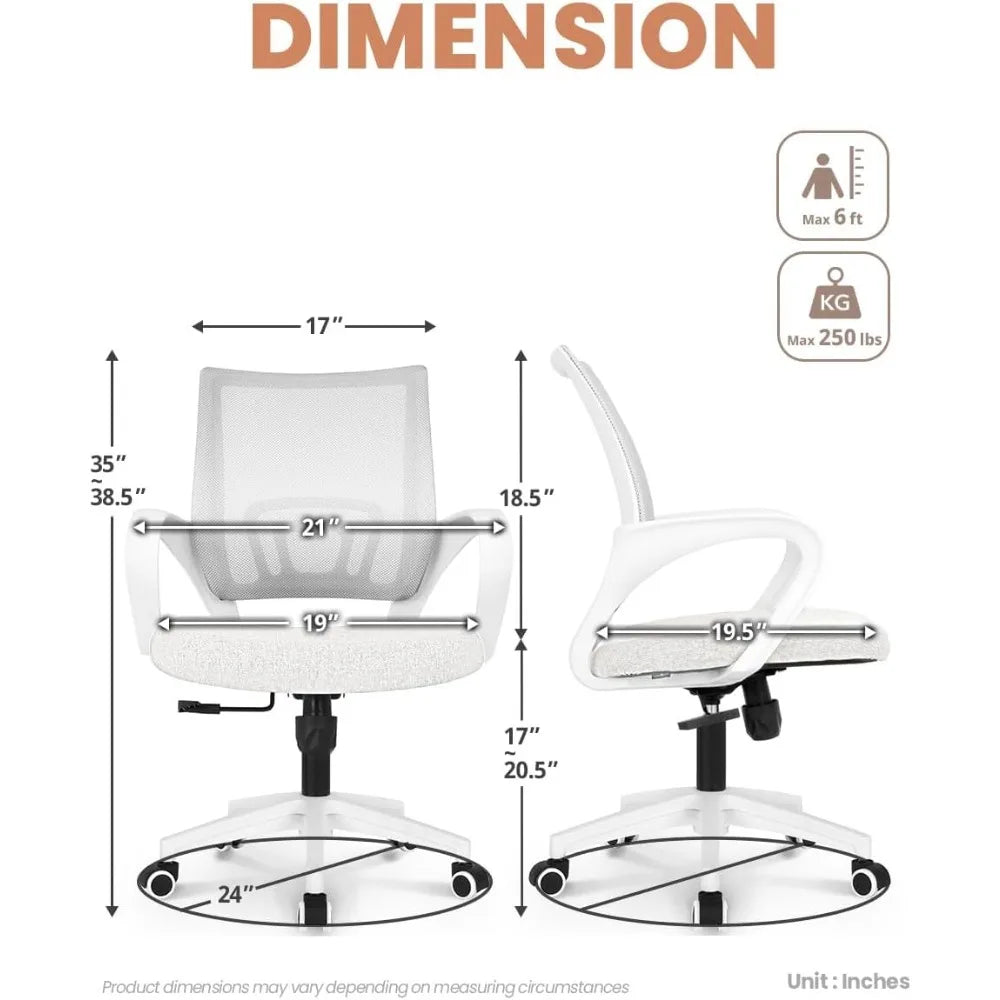 Adjustable Swivel Ergonomic Office Desk Chair with Mid Back Cushion Lumbar Support
