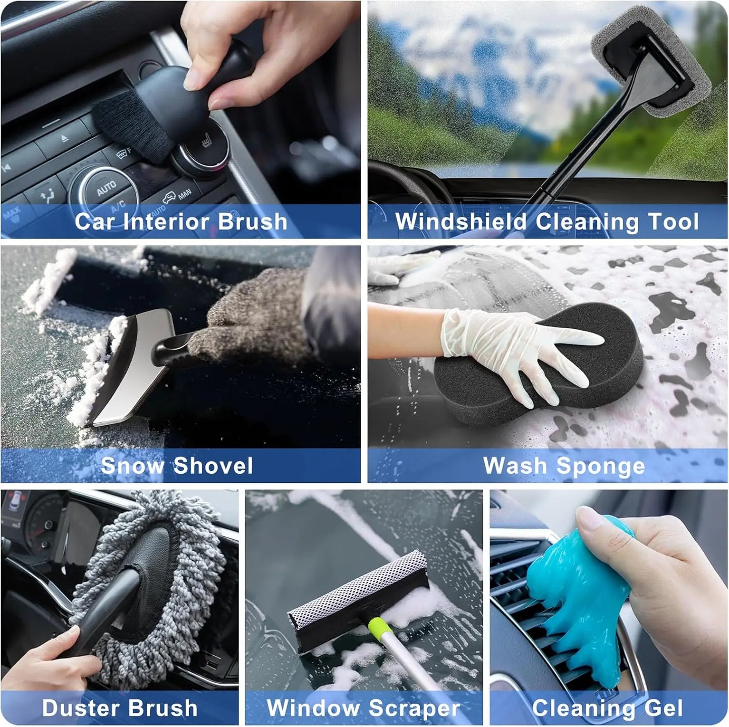 42Pcs Car Wash Detailing Kit with Foam Gun Sprayer and Long Collapsible Handle