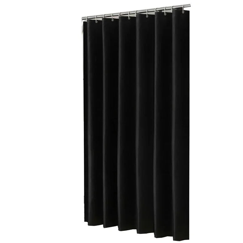 Solid Black Waterproof Fabric Shower Curtains With Hooks