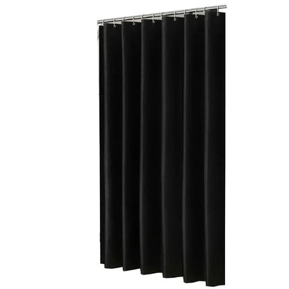Solid Black Waterproof Fabric Shower Curtains With Hooks