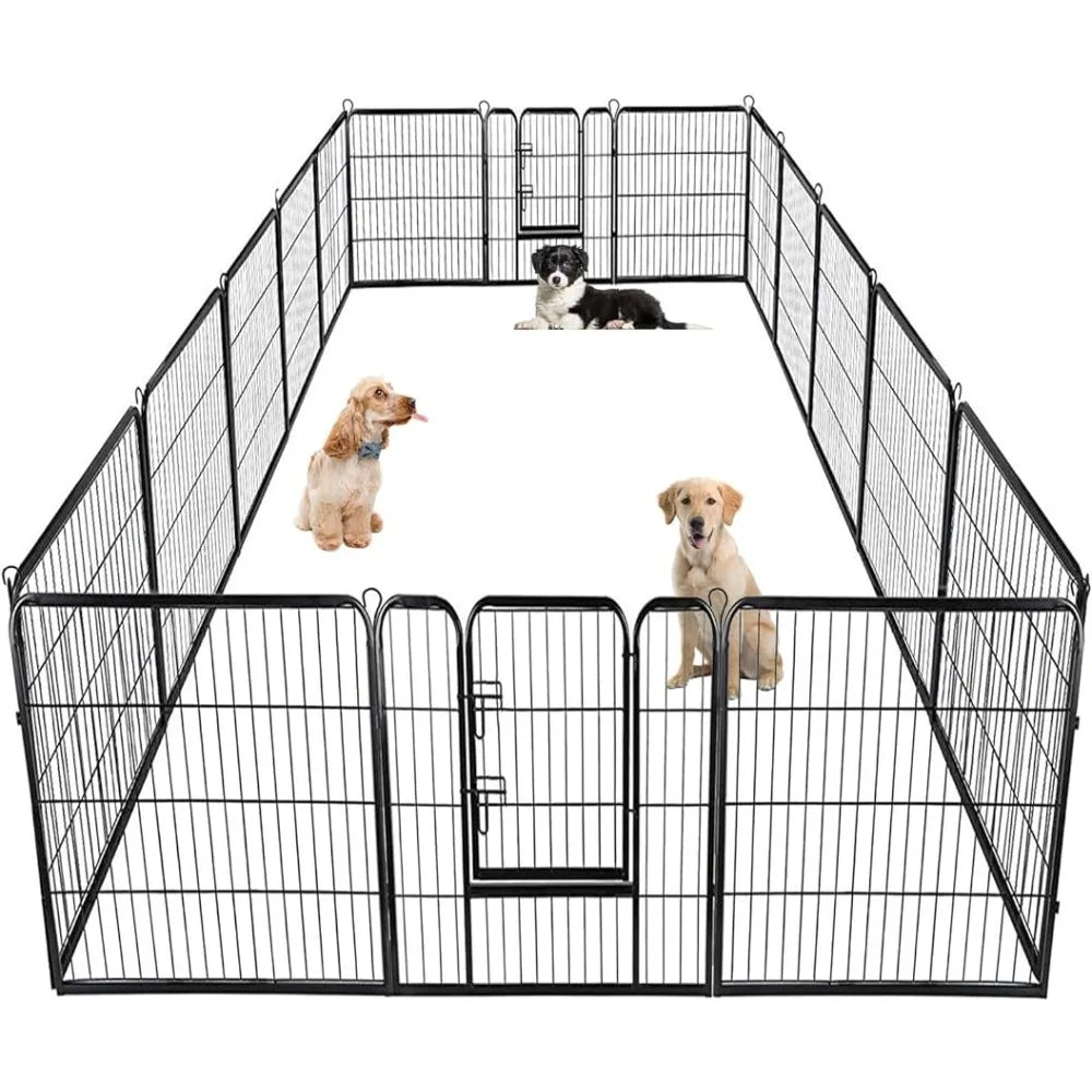 Dog Play Pen With Doors 40 Inch Height 16 Metal Fence Panels