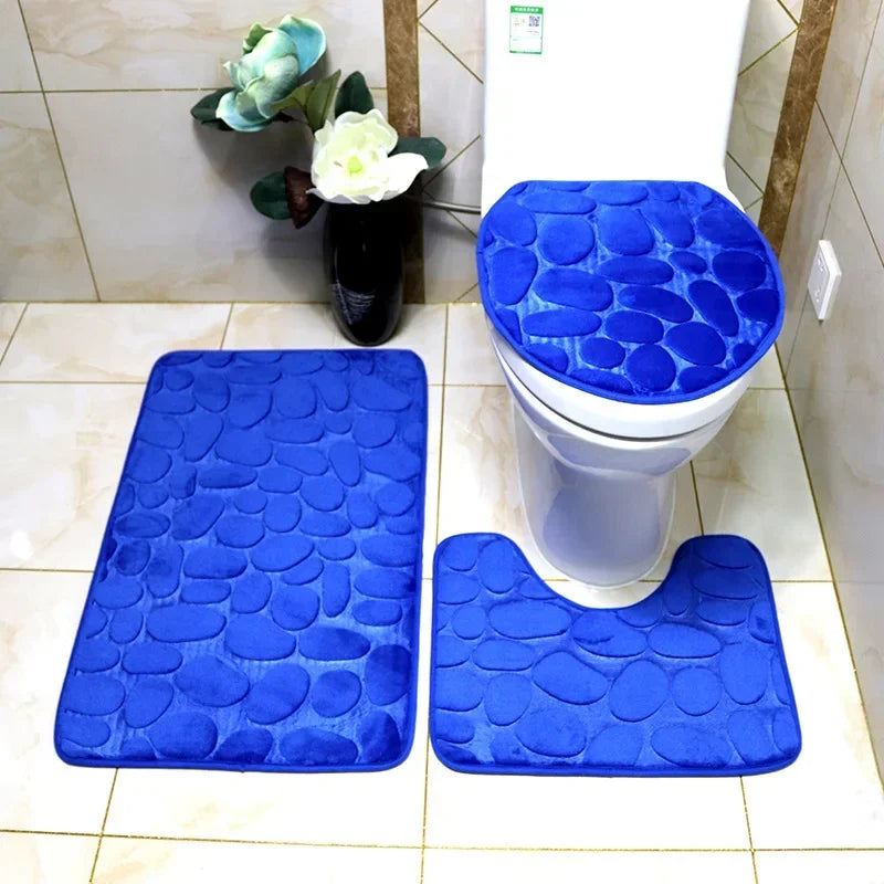 Set of 3 Non Slip Bathroom Bath Mat Set