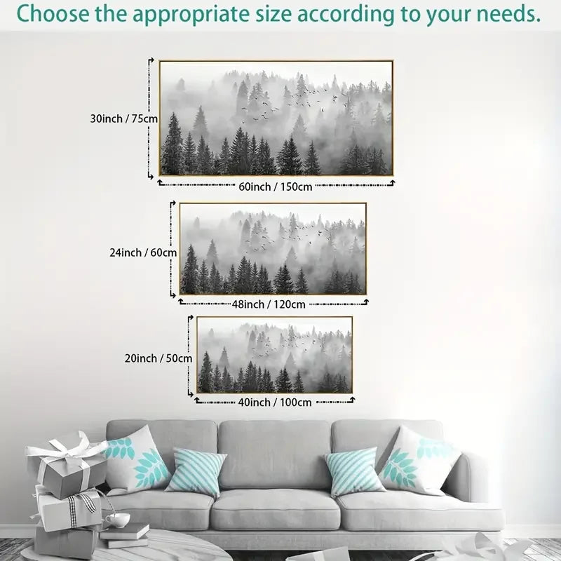 Beautifully Framed Majestic Foggy Forest Canvas Wall Art