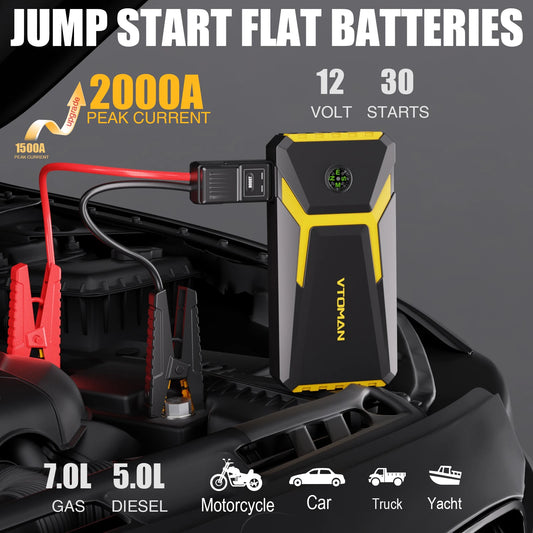 Pro Car Jump Starter/Battery Charger - 2000A Power Bank