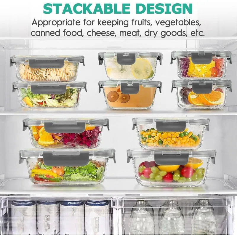 34pc Glass Food Storage Containers with Lids Set