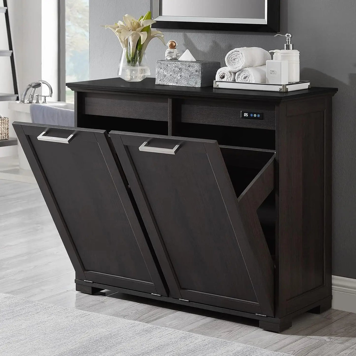 Double Tilt Out Free Standing Trash Cabinet