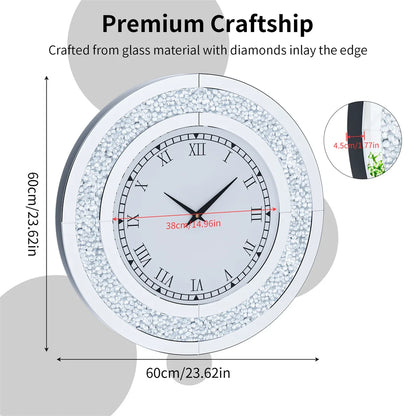 Round Diamond Mirror Wall Clock