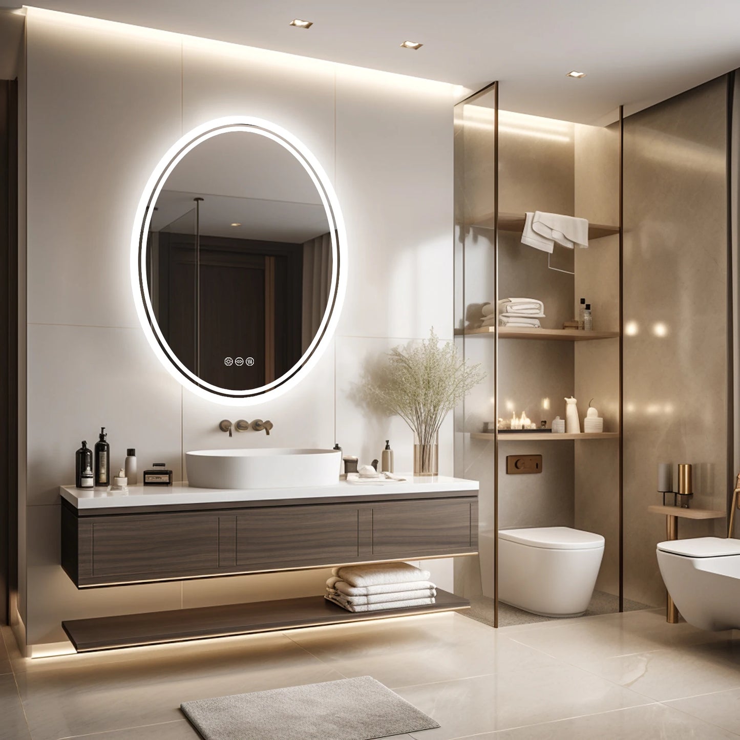 Wall Mounted Backlit Round Vanity Mirror