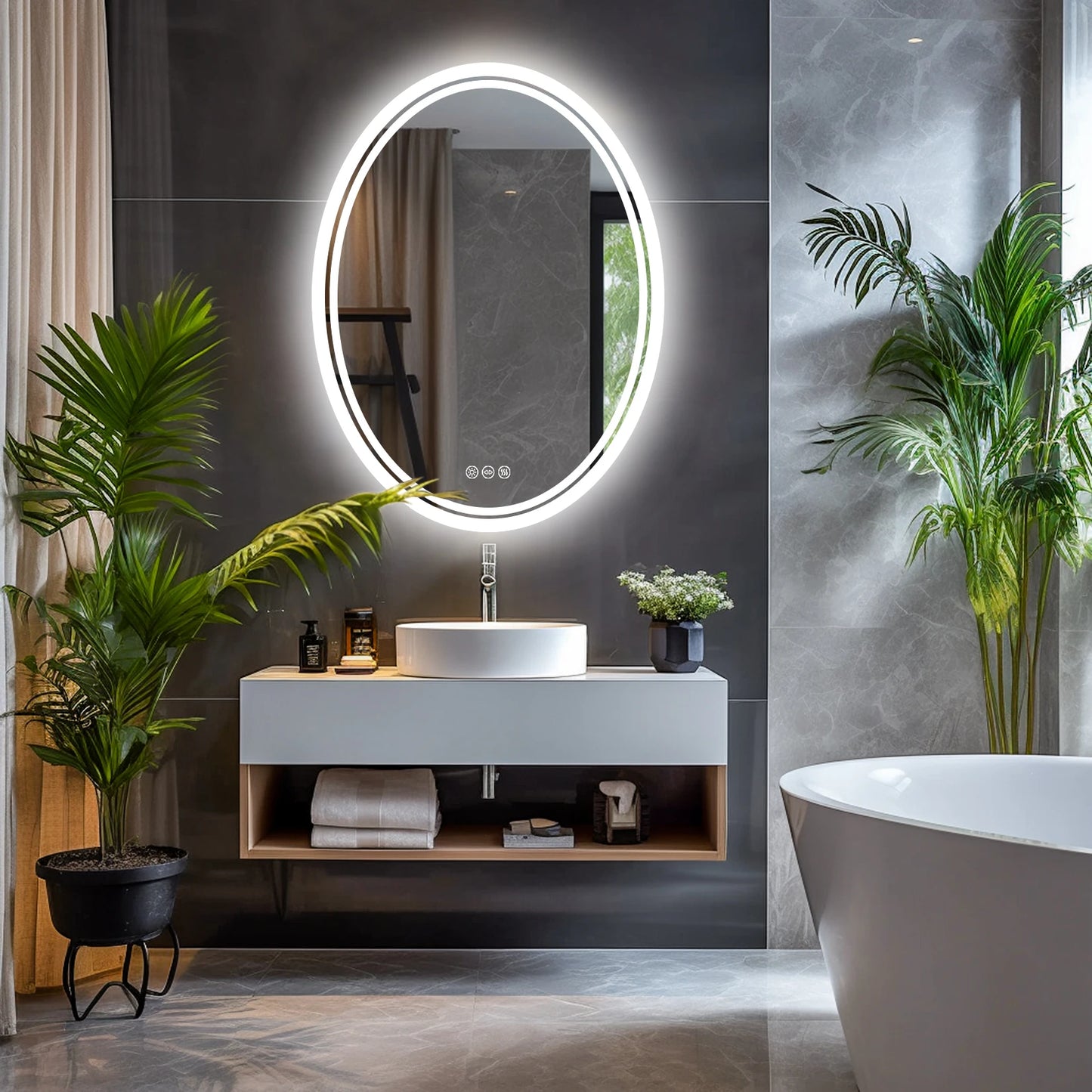 Wall Mounted Backlit Round Vanity Mirror