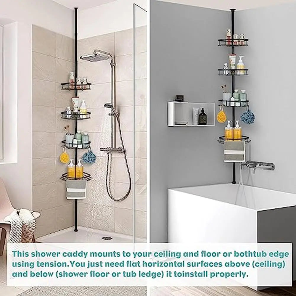 Corner Shower/Bathtub Caddy Organizer With Tension Pole