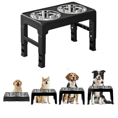 Multi Height Folding Feeder For Dog & Cat Stainless Steel Bowls!