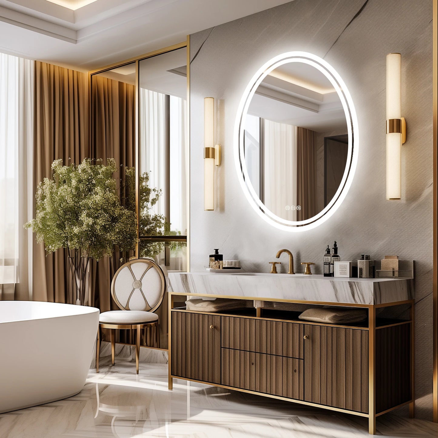 Wall Mounted Backlit Round Vanity Mirror