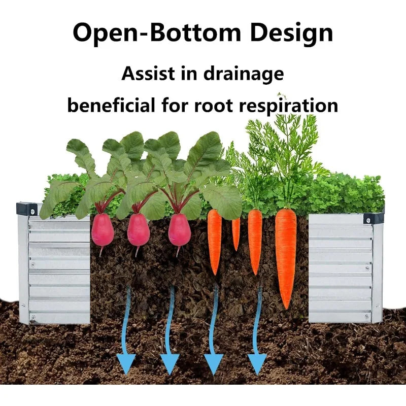 2 Pack 6x3x1FT Galvanized Metal Raised Garden Bed Kit - Outdoor