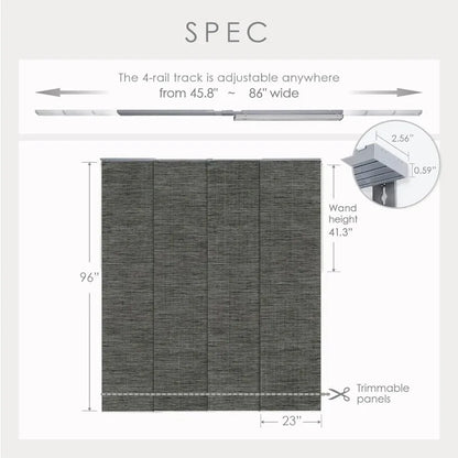Adjustable Blackout Sliding Vertical Blinds - 86" W x 96" H