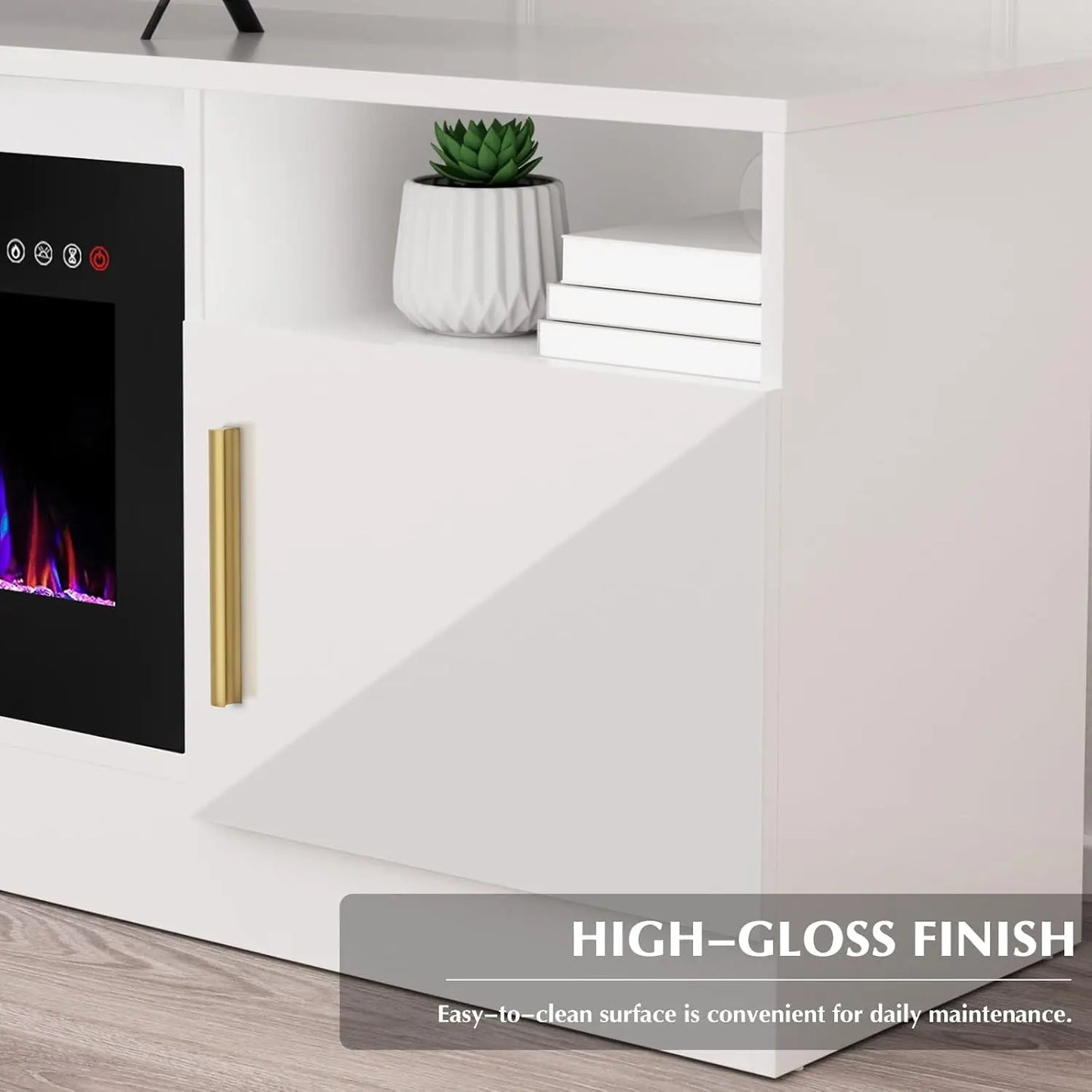 80" TV Entertainment Center with Fireplace and Storage