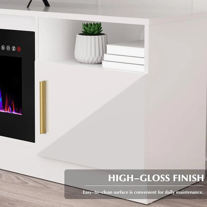 80" TV Entertainment Center with Fireplace and Storage
