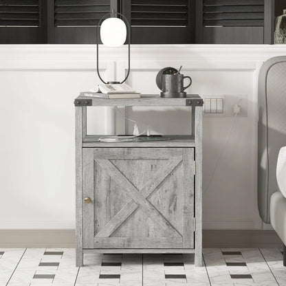 Set of 2 Night Stands with or End Table with USB Charging Station