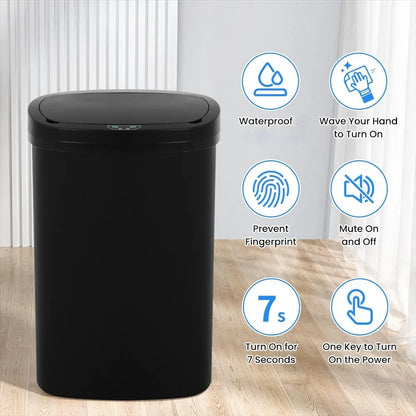 13-Gallon Automatic Touch Free Garbage Bin with Lid