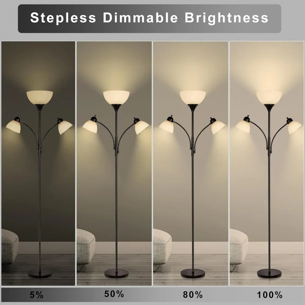 Standing Floor Lamp with 3 Dimming Adjustable Reading Lights