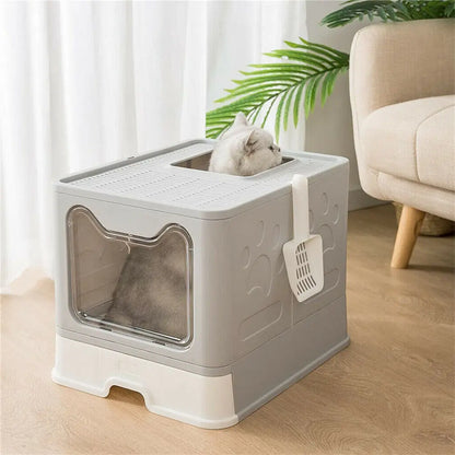 Front Entry, Top Exit Cat Litter Box with Scoop and Drawer