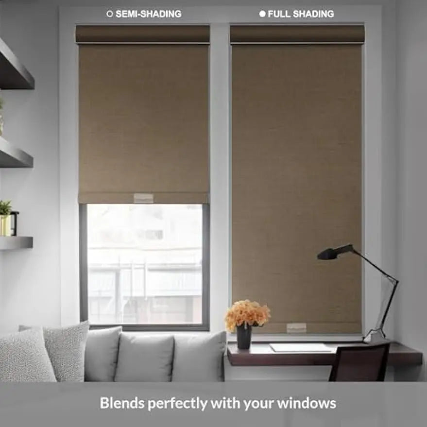 Blackout Cordless Roller Shades for Windows With Thermal Insulated Fabric