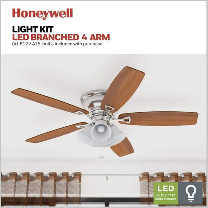 52 inch classic embedded indoor LED ceiling fan with light
