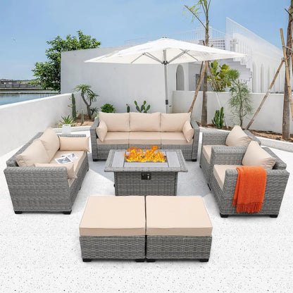 7-Piece Outdoor Patio Furniture Set with 45-Inch Fire Pit