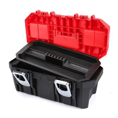16" Waterproof Double Layer Tool Box with Tray Storage