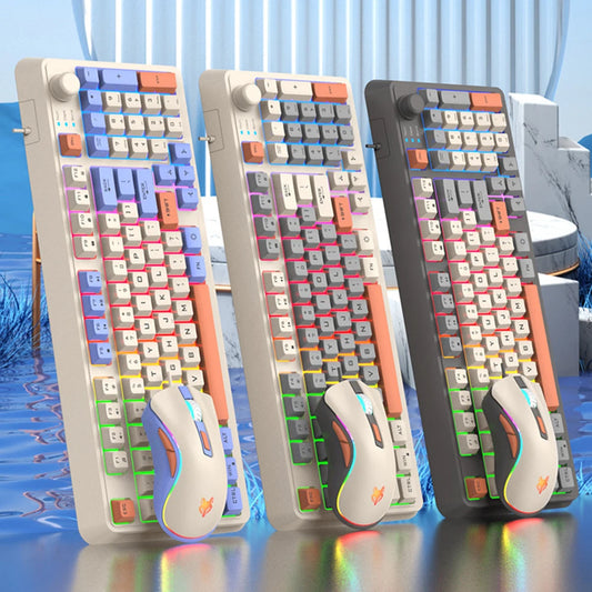 94 Key Customized Gaming Keyboard with Mouse RGB Backlit Wired Keyboard