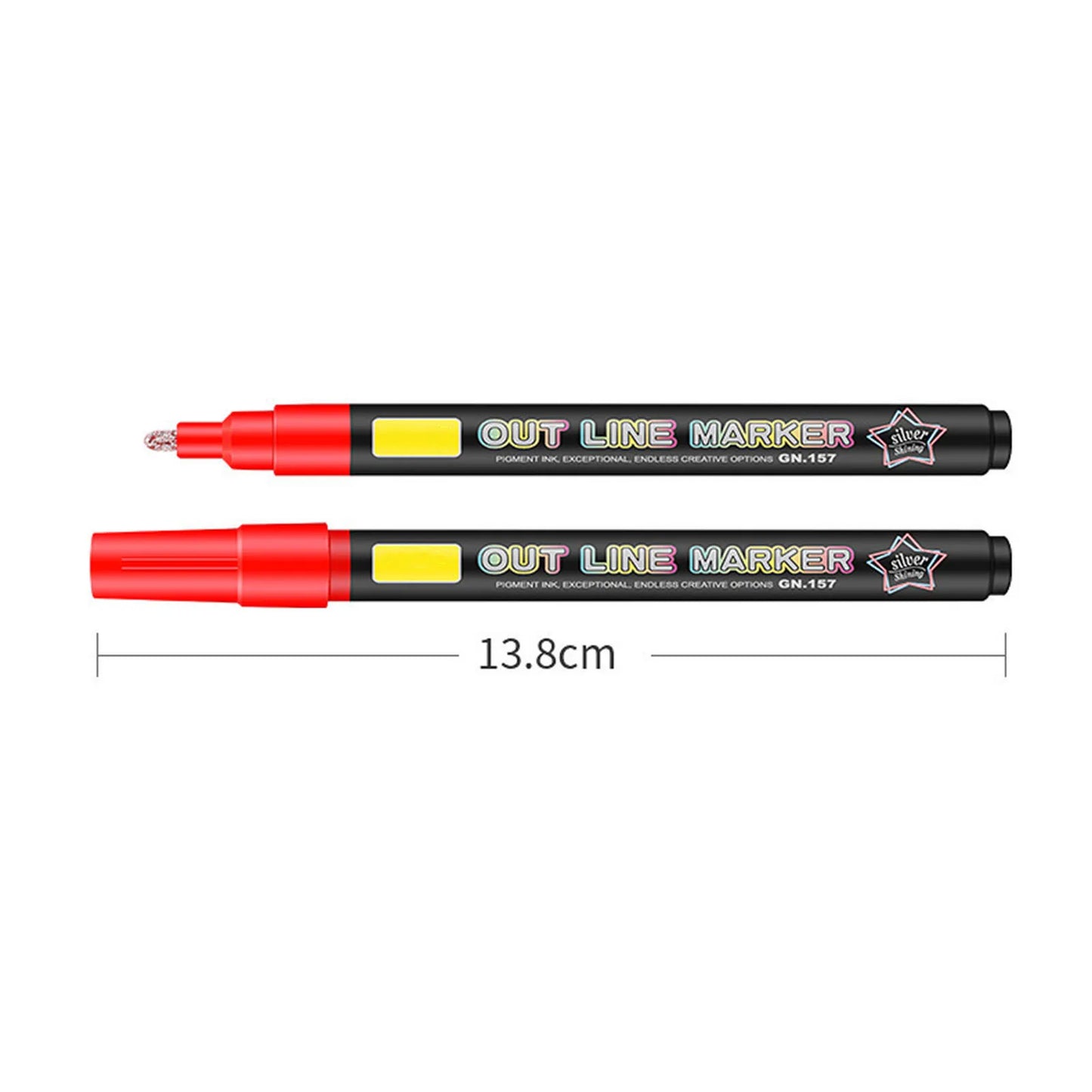 Metallic Double Line Glitter Pen Set with 24 Colors