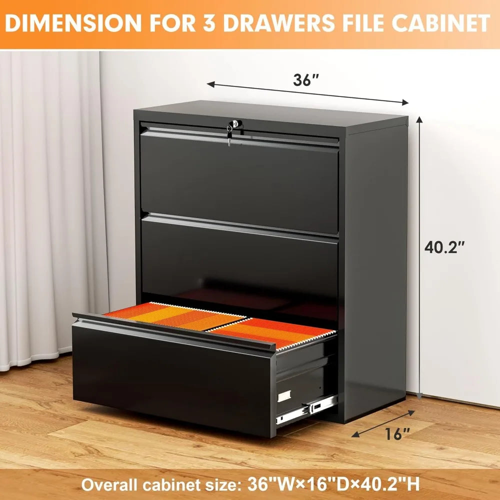 3 Drawer Locking Lateral File Cabinet