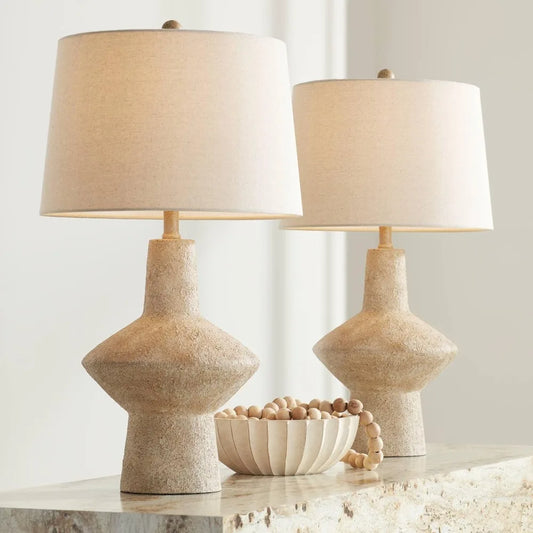 Set of 2 Beige Modern Coastal Table Lamps